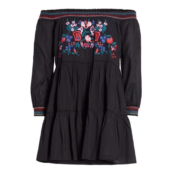 Free People Off Shoulder Smock Sunbeams Mini Dress - Picture 8 of 8